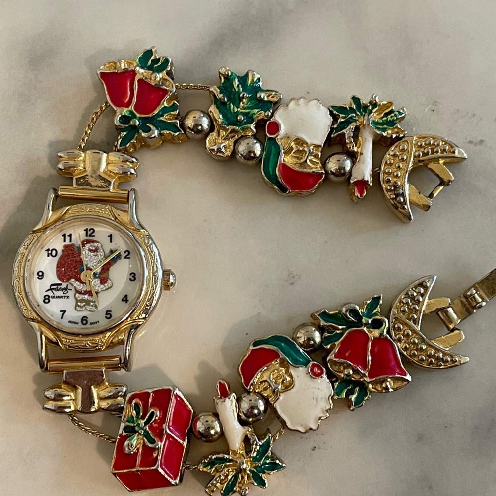 Faberge Gold Santa Slider Charm Bracelet Watch